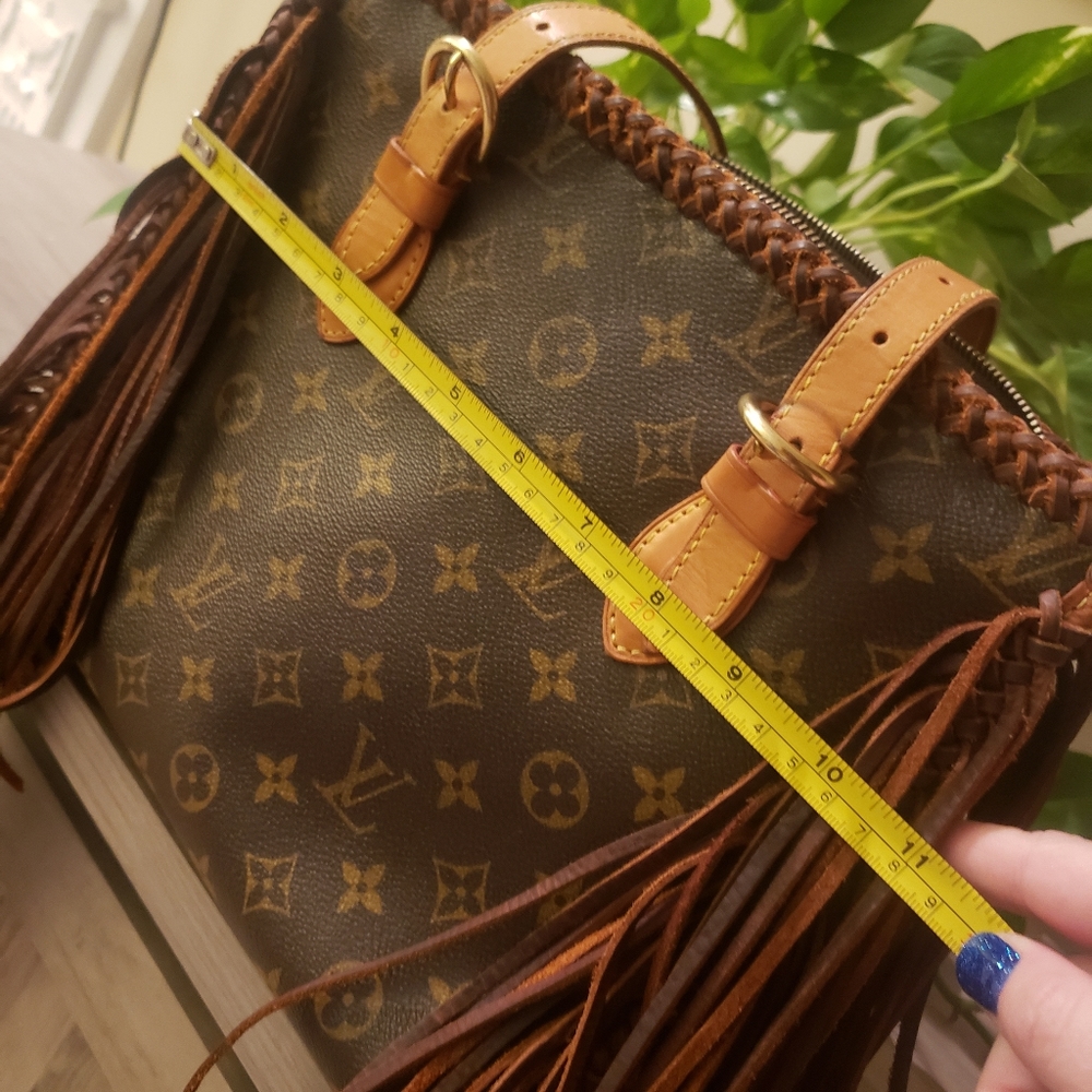 Louis Vuitton Brown Monogram Fringe Tote with Tan Straps - Picture 11 of 13